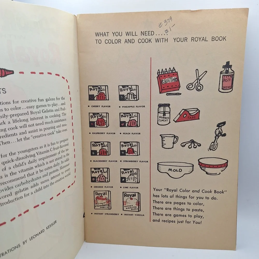 Color and Cook with Your‎ Royal Book 1962 Leonard Kessler Recipes Games